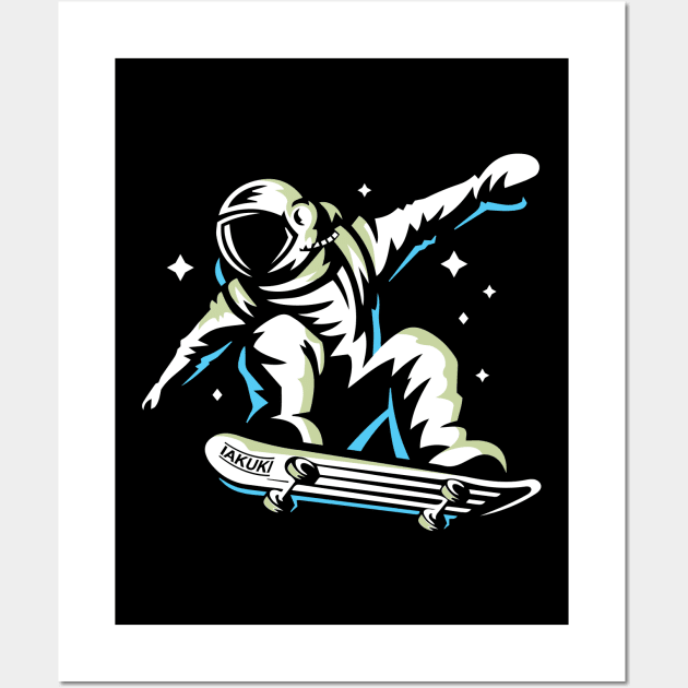 Astronaut Rides on Skateboard Wall Art by IAKUKI